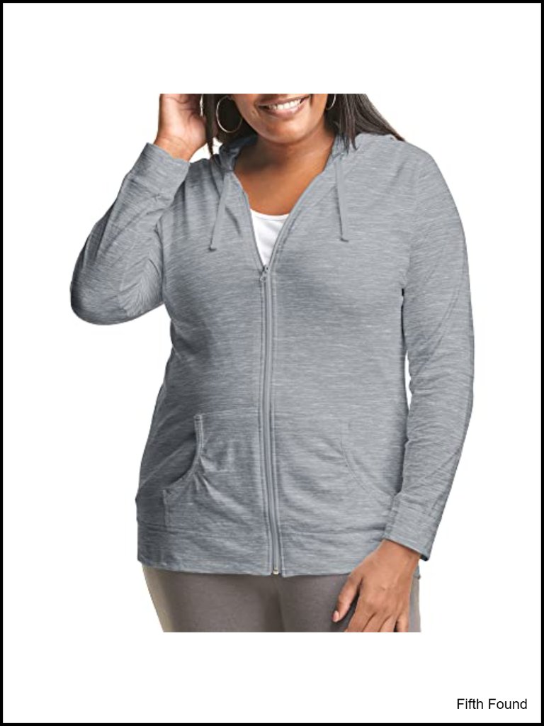 Full Zip Lightweight Slub Jersey Hoodie With Pockets